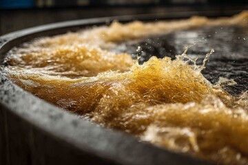 Beer flows through tank during filtration in a brewery Generative AI