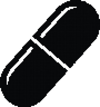 Black Capsule on White Background, Isolated, Close-up and Medical, Pharmaceutical