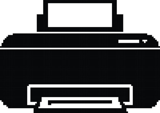 Black Printer Icon Isolated on White Background