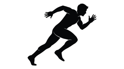 Silhouette of a man in motion dynamically running forward with energy