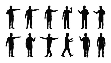 Silhouettes of people in various poses showing different hand gestures