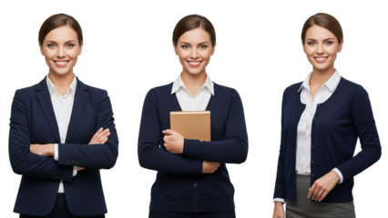 Three women in business attire standing against black background isolated on white transparent png background download