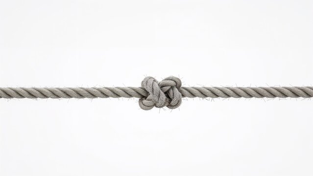 A knot tied in a rope, with the rest of the rope extending horizontally across the image.