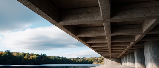 Capturing the modern architectural design of a ceiling with geometric patterns and shadows under a clear blue sky in daylight