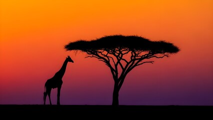 giraffe at sunset