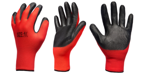 red work gloves isolated background
