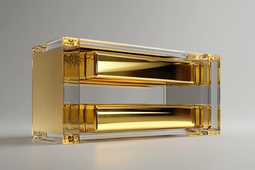 Elegant gold and clear glass modern luxury drawer cabinet high resolution image