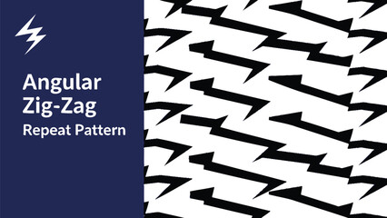 Black outline angular zig zag seamless pattern design