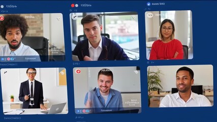 Diverse Team Engaged in a Virtual Meeting Discussing Business Strategies. - Powered by Adobe