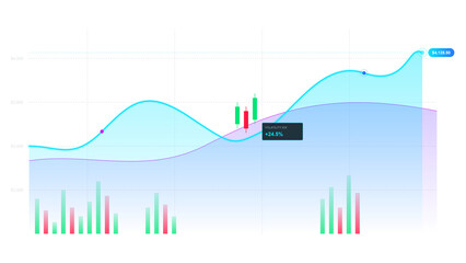 Futuristic Financial Market Growth Chart Blue Neon Interface