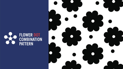 Black outline floral seamless pattern background