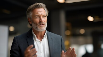 A professional delivering a confident presentation in a boardroom, clear gestures and focused audience reflecting communication skills, authority, and strategic thinking. cinematic color