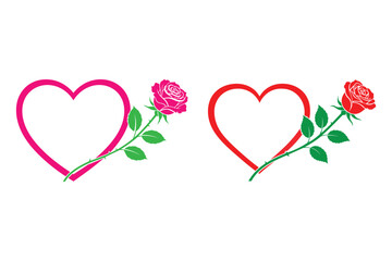 heart and rose vector frame romantic love illustration