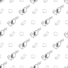 Hand drawn artist tool seamless pattern