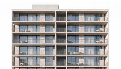 Obraz premium Luxury apartment building exterior, modern urban housing architecture with glass balconies