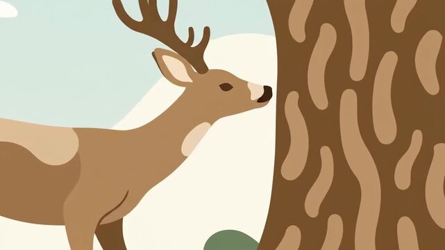Gentle Deer Animated Walk Through Forest Illustration Loop Ideal For Nature Documentaries