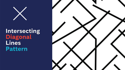 Black outline intersecting diagonal line seamless pattern