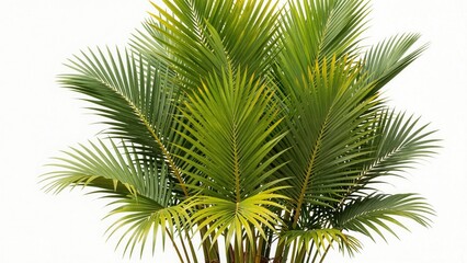 Fototapeta premium Dense tropical palm trees cluster isolated on white background with lush foliage for design use