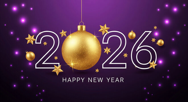 A celebratory digital illustration centered on the year 2026 - Powered by Adobe