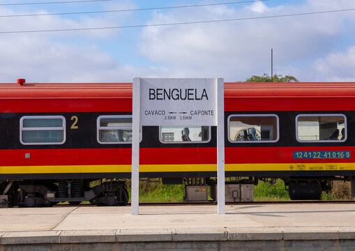 Train in a railway station, Benguela Province, Benguela, Angola