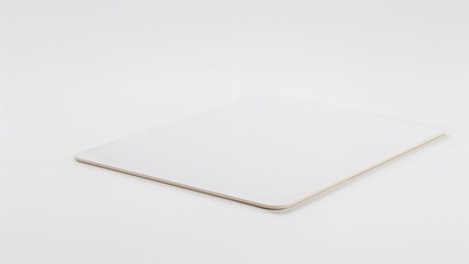 A blank white rectangular object with rounded edges on a plain white background.