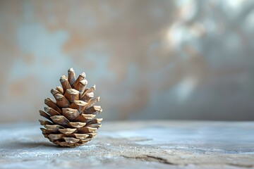 Pinecone on Neutral Stone Surface, Minimal Natural Still Life