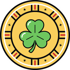 Lucky Clover Coin Badge Icon