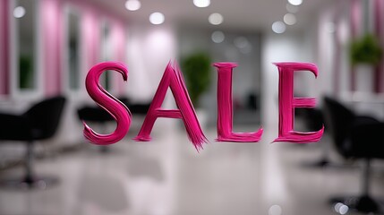 Stylish boutique interior with eyecatching promotional text and elegant furnishings