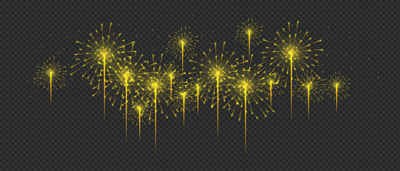 An abstract golden wheat field background with bright fireworks and holiday stars creates a magic celebration design for a Christmas night sky illustration © MD NUR MIA