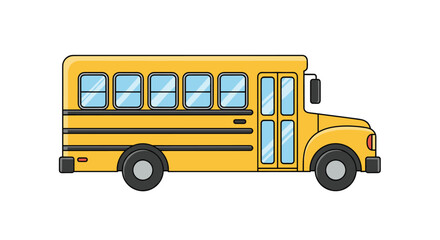 Iconic yellow school bus with black stripes and many windows used for student transportation and educational journey concepts.