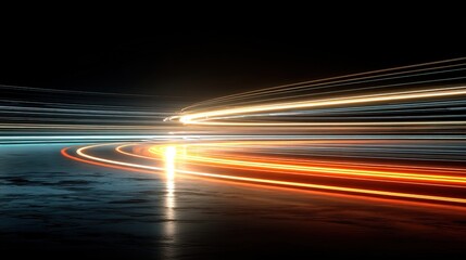 Abstract Blurred Motion Light Streaks on Dark Reflective Surface Graphic