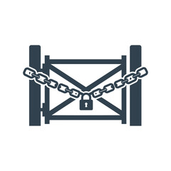 Closed gate secured with a chain and padlock.