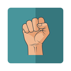 Fist raised in a gesture of power and solidarity.