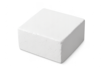 White solid block displaying geometric shape on transparent background