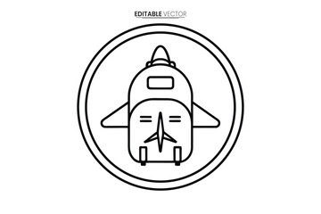 Simple black and white line art illustration of a retro spaceship within a circular frame