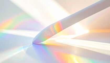 Colorful Light Prism Effect: An artistic composition using the refraction of light through a prism to reveal a spectrum of vibrant colors, creating a visually stunning display.