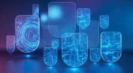 Abstract digital circuit board design with blue gradient