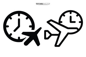 A black and white illustration depicting a broken heart formed from clocks and an airplane