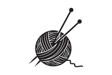 Ball of wool yarn knitting simple vector art design