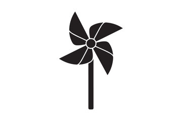 Children's toy pinwheel black silhouette style vector art