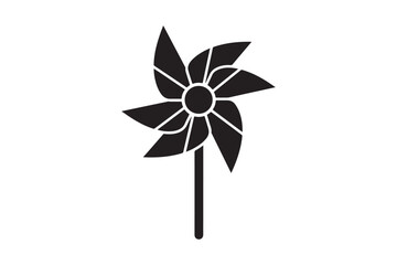 Children's toy pinwheel black silhouette style vector art