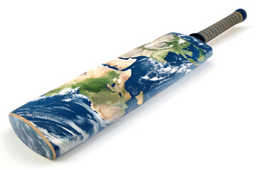 A 3d earth globe illustration of the world features blue oceans and green continents Bat Shaped.