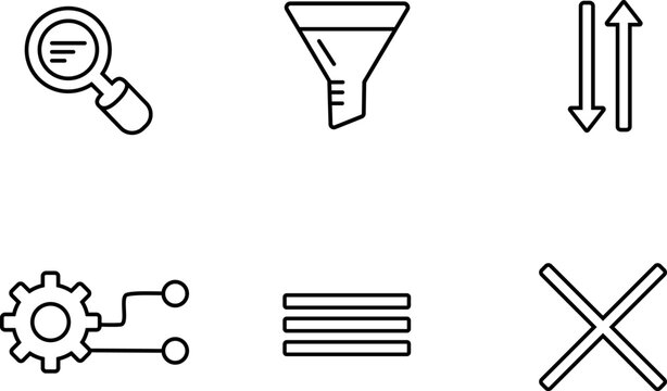 Line icon set featuring search, filter, and navigation symbols   - Powered by Adobe