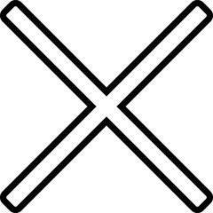 Close line icon representing an 'X' symbol in minimal style  
