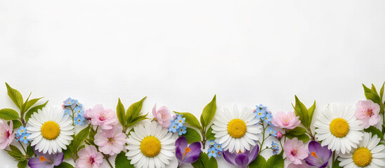 Fototapeta premium Floral Texture Background with Flowers and Leaves