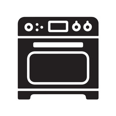 Fototapeta premium Black silhouette kitchen oven stove appliance icon for cooking and baking