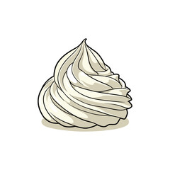 A swirled heap of meringue dessert topping, perfect for adding a sweet and creamy touch to your culinary creations