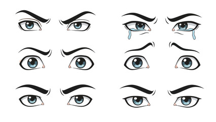 Collection of Diverse Human Eye Expressions Illustrating a Range of Emotions and Reactions