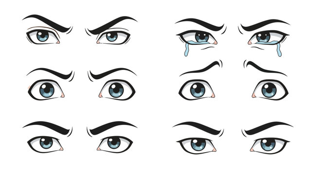 Collection of Diverse Human Eye Expressions Illustrating a Range of Emotions and Reactions