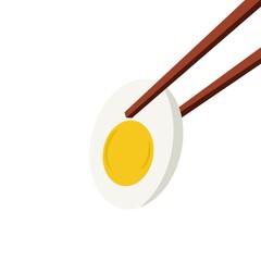 chopsticks and egg vector. free space for text. wallpaper. On white background.